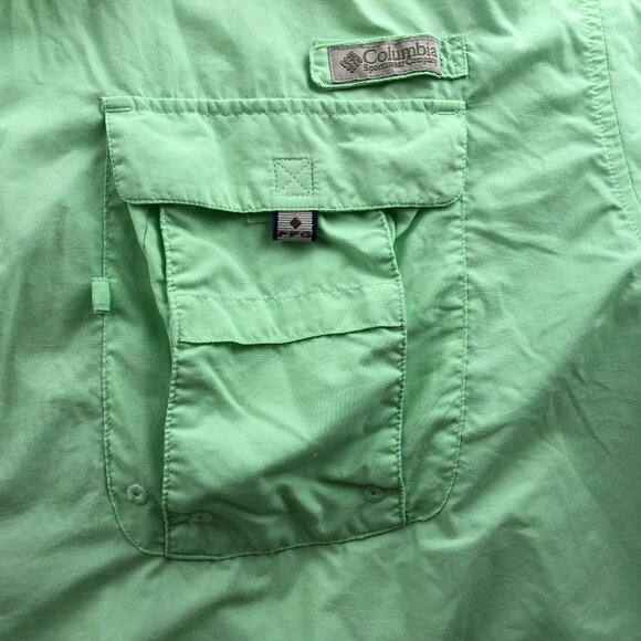 Columbia Mens PFG Fishing Shirt Size XXL Outdoors Activewear Green Short Sleeve - Picture 10 of 16